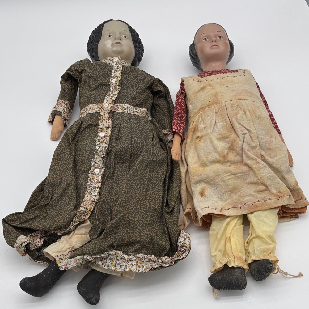 Lot of 2 Antique 19th Century Grenier Porcelain Soft Bodies Dolls